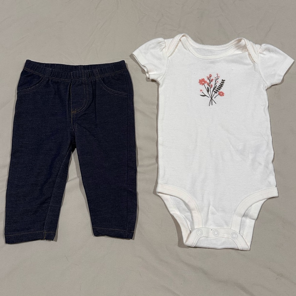 Floral Onesie and Jeggings Set